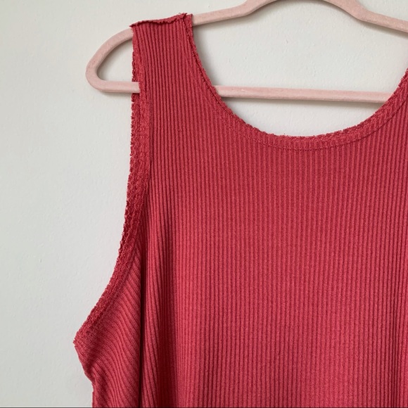 We The Free Ribbed Low Back Tank Top Distressed Scoop Neck Size Large - Picture 2 of 7